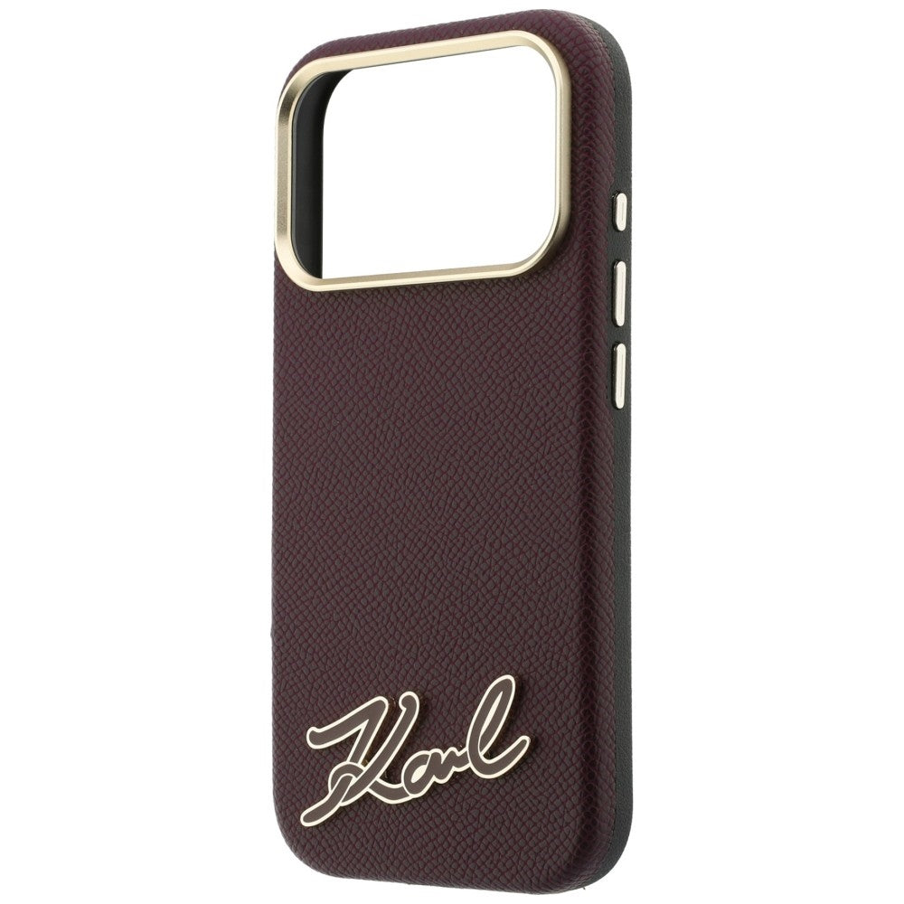 Custodia MagSafe per Apple iPhone 18 Pro / 17 Pro, Karl Lagerfeld, Logo in Resina Granulata, Vinaccia