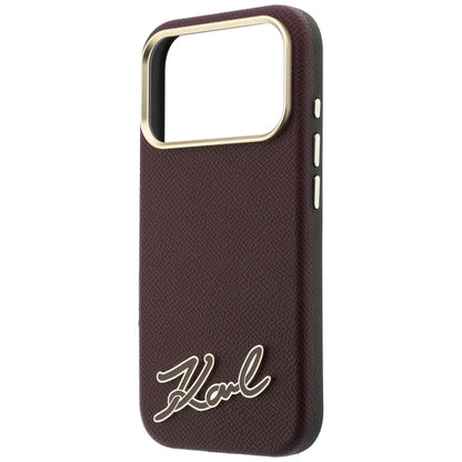 Custodia MagSafe per Apple iPhone 18 Pro / 17 Pro, Karl Lagerfeld, Logo in Resina Granulata, Vinaccia