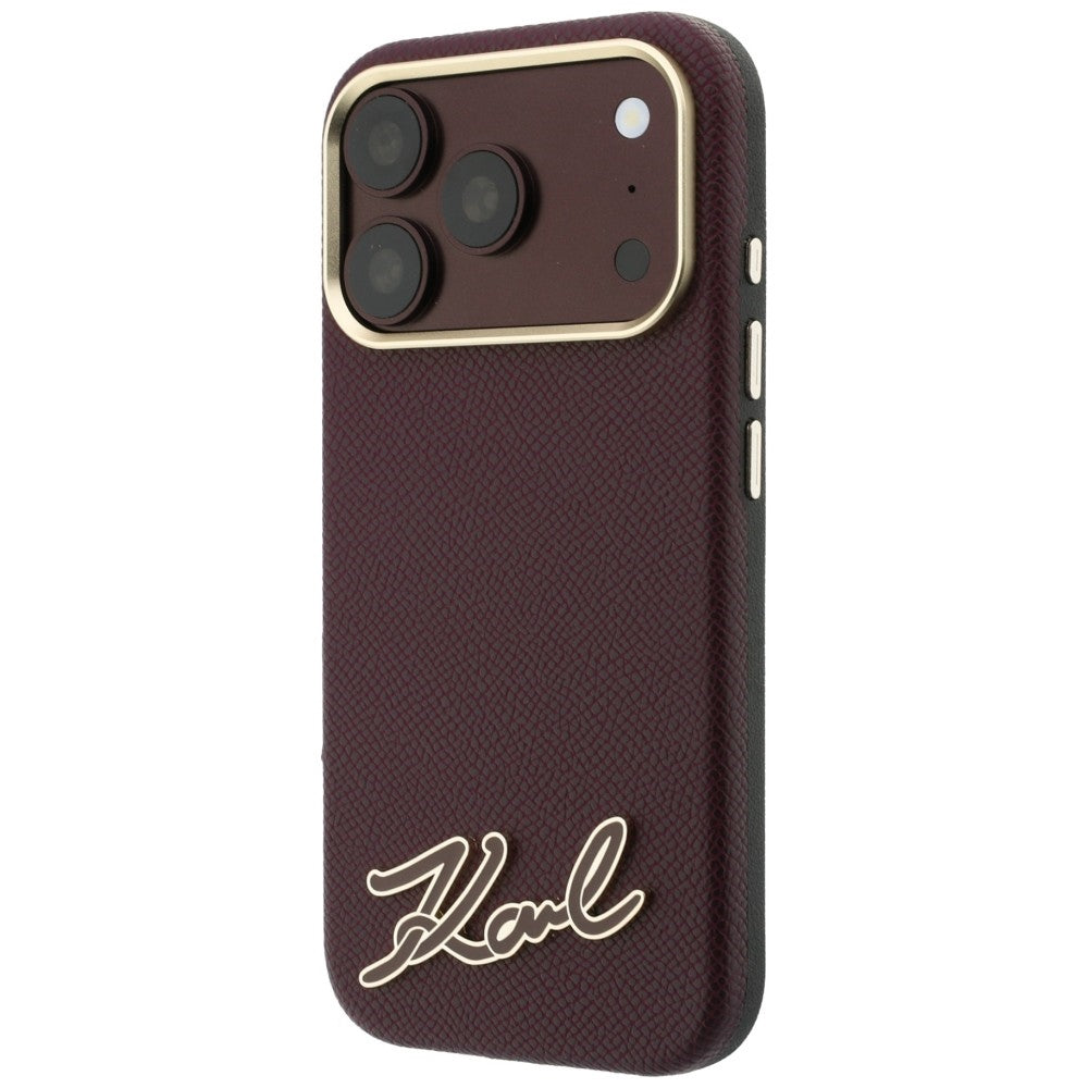 Custodia MagSafe per Apple iPhone 18 Pro / 17 Pro, Karl Lagerfeld, Logo in Resina Granulata, Vinaccia