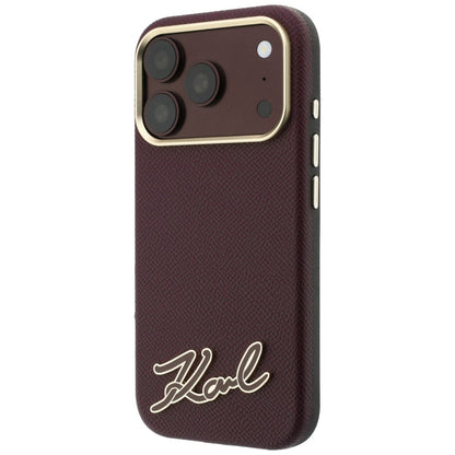 Custodia MagSafe per Apple iPhone 18 Pro / 17 Pro, Karl Lagerfeld, Logo in Resina Granulata, Vinaccia