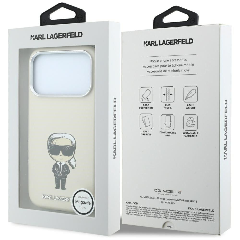 Custodia MagSafe per Apple iPhone 18 Pro / 17 Pro, Karl Lagerfeld, Ikonik Sketch, Beige