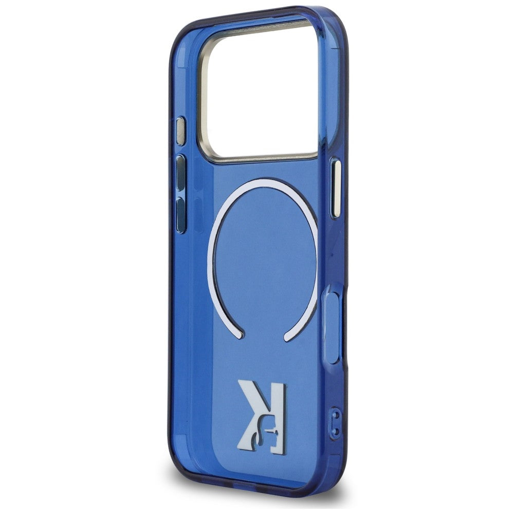 Custodia MagSafe per Apple iPhone 18 Pro / 17 Pro, Karl Lagerfeld, IML Karl Head Logo, blu

