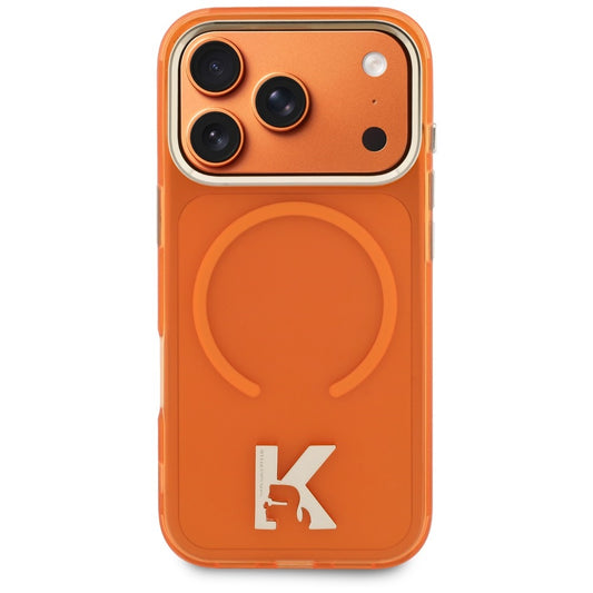 Custodia MagSafe per Apple iPhone 18 Pro / 17 Pro, Karl Lagerfeld, IML Karl Head Logo, arancione