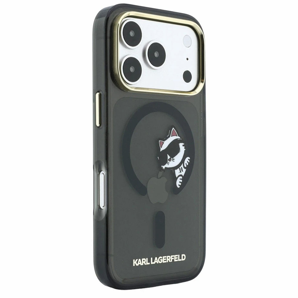 Custodia MagSafe per Apple iPhone 18 Pro / 17 Pro, Karl Lagerfeld, IML Peekaboo Print e Cornice Metallica, Nera