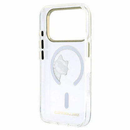 Custodia MagSafe per Apple iPhone 18 Pro / 17 Pro, Karl Lagerfeld, IML Peekaboo Print e Cornice Metallica, Trasparente