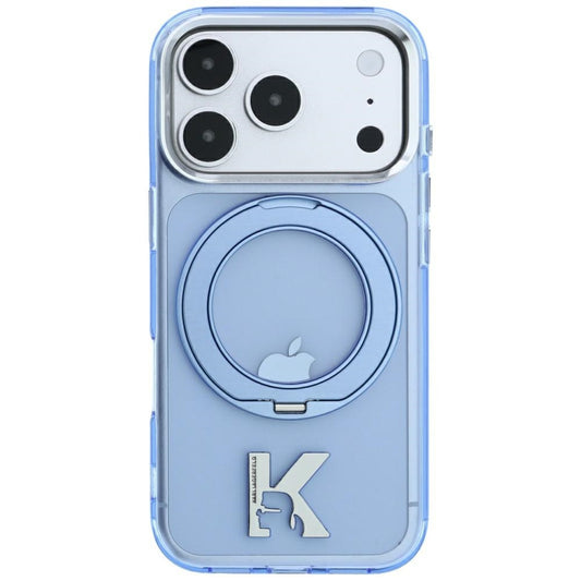 Custodia MagSafe per Apple iPhone 18 Pro / 17 Pro, Karl Lagerfeld, IML Ring Stand Kameo Metal, Blu
