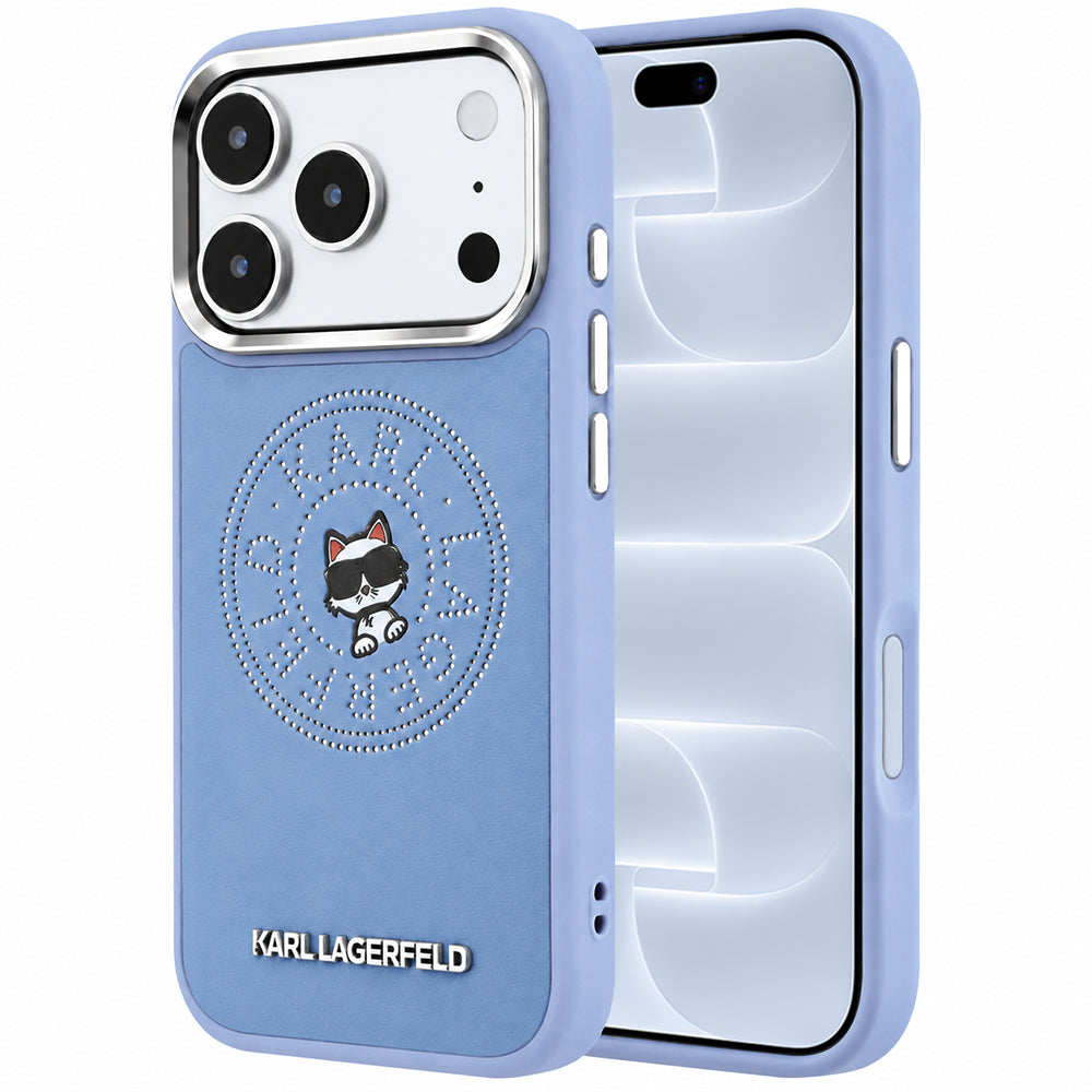 Custodia MagSafe per Apple iPhone 18 Pro / 17 Pro, Karl Lagerfeld, Point and Choupette Sketch, blu