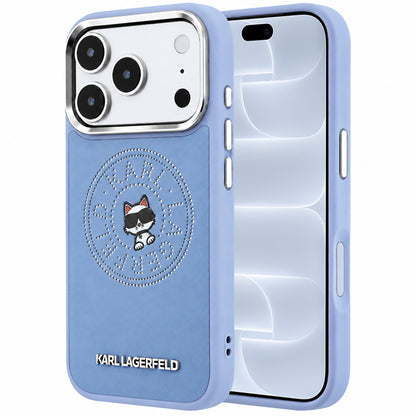 Custodia MagSafe per Apple iPhone 18 Pro / 17 Pro, Karl Lagerfeld, Point and Choupette Sketch, blu