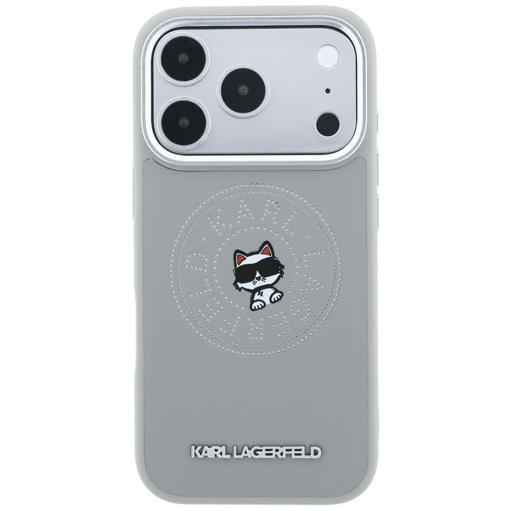 Custodia MagSafe per Apple iPhone 18 Pro / 17 Pro, Karl Lagerfeld, Point and Choupette Sketch, Grigio