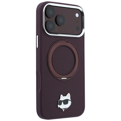 Custodia MagSafe per Apple iPhone 18 Pro / 17 Pro, Karl Lagerfeld, Ring Stand 360 Choupette Pin, Vinaccia