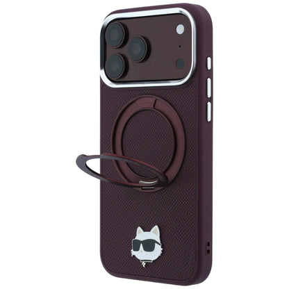 Custodia MagSafe per Apple iPhone 18 Pro / 17 Pro, Karl Lagerfeld, Ring Stand 360 Choupette Pin, Vinaccia
