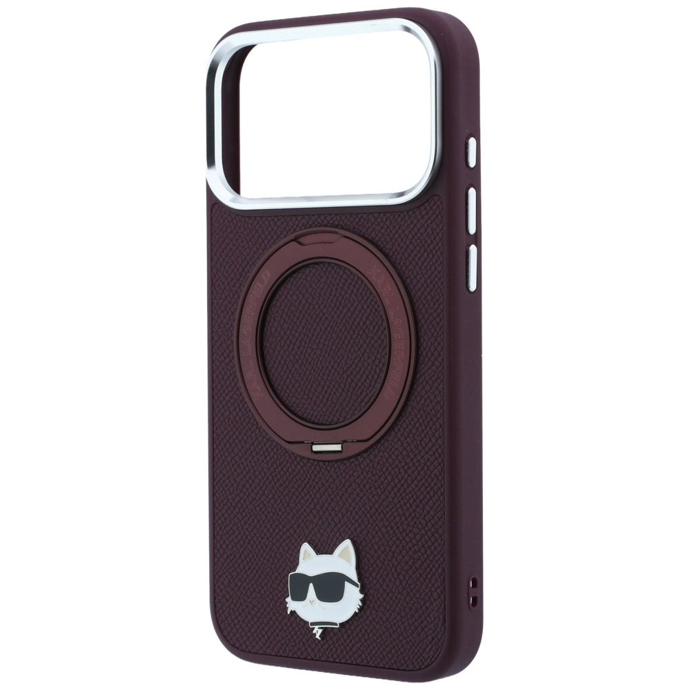 Custodia MagSafe per Apple iPhone 18 Pro / 17 Pro, Karl Lagerfeld, Ring Stand 360 Choupette Pin, Vinaccia