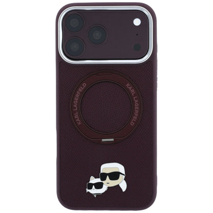 Custodia MagSafe per Apple iPhone 18 Pro / 17 Pro, Karl Lagerfeld, Ring Stand 360 Karl & Choupette Pin, Vinaccia