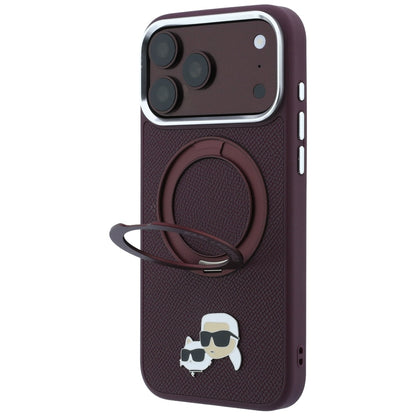Custodia MagSafe per Apple iPhone 18 Pro / 17 Pro, Karl Lagerfeld, Ring Stand 360 Karl & Choupette Pin, Vinaccia