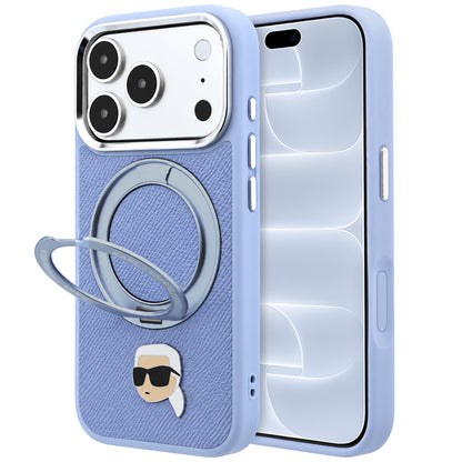 Custodia MagSafe per Apple iPhone 18 Pro / 17 Pro, Karl Lagerfeld, Ring Stand 360 Karl Pin, Blu