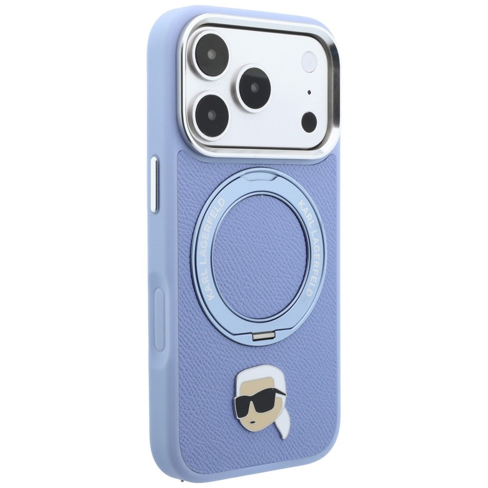 Custodia MagSafe per Apple iPhone 18 Pro / 17 Pro, Karl Lagerfeld, Ring Stand 360 Karl Pin, Blu