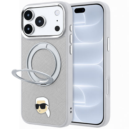Custodia MagSafe per Apple iPhone 18 Pro / 17 Pro, Karl Lagerfeld, Ring Stand 360 Karl Pin, Grigio