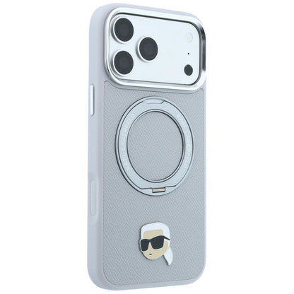Custodia MagSafe per Apple iPhone 18 Pro / 17 Pro, Karl Lagerfeld, Ring Stand 360 Karl Pin, Grigio