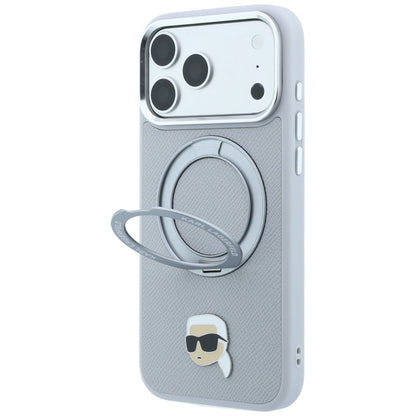 Custodia MagSafe per Apple iPhone 18 Pro / 17 Pro, Karl Lagerfeld, Ring Stand 360 Karl Pin, Grigio