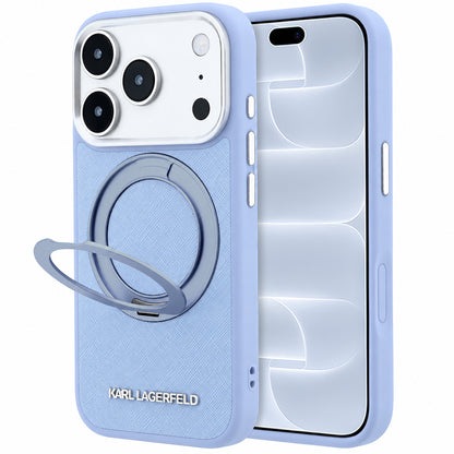 Custodia MagSafe per Apple iPhone 18 Pro / 17 Pro, Karl Lagerfeld, Ring Stand 360 Saffiano, Blu