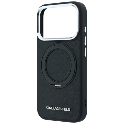 Custodia MagSafe per Apple iPhone 18 Pro / 17 Pro, Karl Lagerfeld, Ring Stand 360 Saffiano, Nera