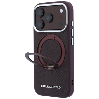 Custodia MagSafe per Apple iPhone 18 Pro / 17 Pro, Karl Lagerfeld, Ring Stand 360 Saffiano, color bordeaux