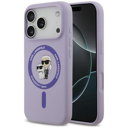 Custodia MagSafe per Apple iPhone 18 Pro / 17 Pro, Karl Lagerfeld, Silicone Ring Karl & Choupette, Viola