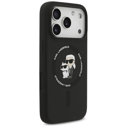 Custodia MagSafe per Apple iPhone 18 Pro / 17 Pro, Karl Lagerfeld, Silicone Ring Karl & Choupette, Nera