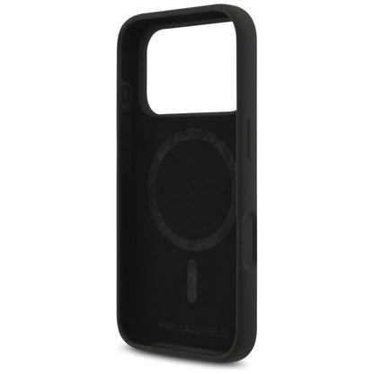 Custodia MagSafe per Apple iPhone 18 Pro / 17 Pro, Karl Lagerfeld, Silicone Ring Karl & Choupette, Nera