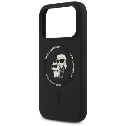Custodia MagSafe per Apple iPhone 18 Pro / 17 Pro, Karl Lagerfeld, Silicone Ring Karl & Choupette, Nera