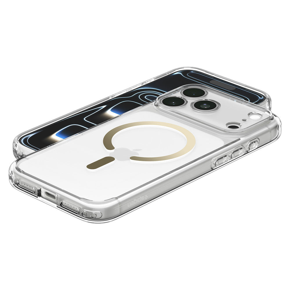 Custodia MagSafe per Apple iPhone 18 Pro / 17 Pro, Spigen, Ultra Hybrid, Oro Trasparente ACS12157