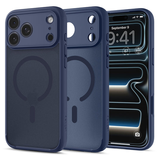Custodia MagSafe per Apple iPhone 18 Pro / 17 Pro, Spigen, Ultra Hybrid, Blu Navy Satinato ACS11931