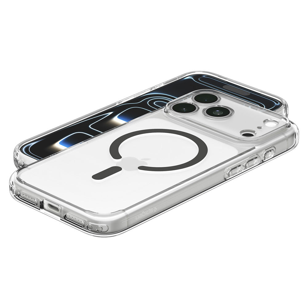 Custodia MagSafe per Apple iPhone 18 Pro / 17 Pro, Spigen, Ultra Hybrid, Grigio Trasparente ACS12156