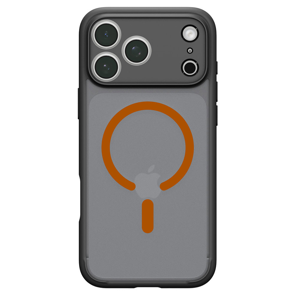 Custodia MagSafe per Apple iPhone 18 Pro / 17 Pro, Spigen, Ultra Hybrid, Nera Arancione Satinata ACS12162