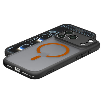 Custodia MagSafe per Apple iPhone 18 Pro / 17 Pro, Spigen, Ultra Hybrid, Nera Arancione Satinata ACS12162