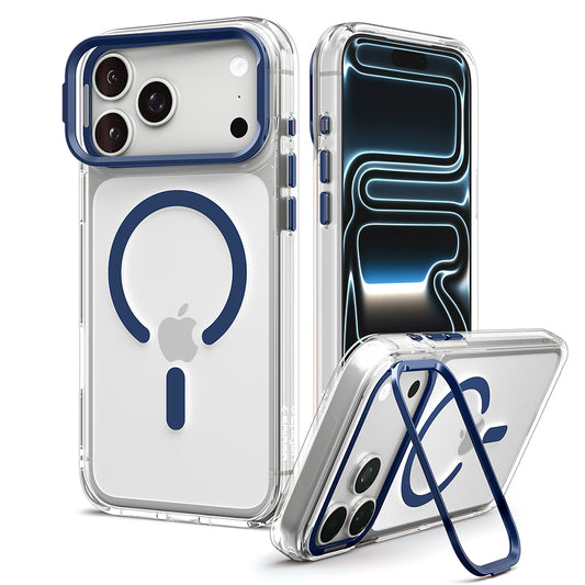 Custodia MagSafe per Apple iPhone 18 Pro / 17 Pro, Spigen, Ultra Hybrid Optik S, Trasparente Blu Navy ACS11922