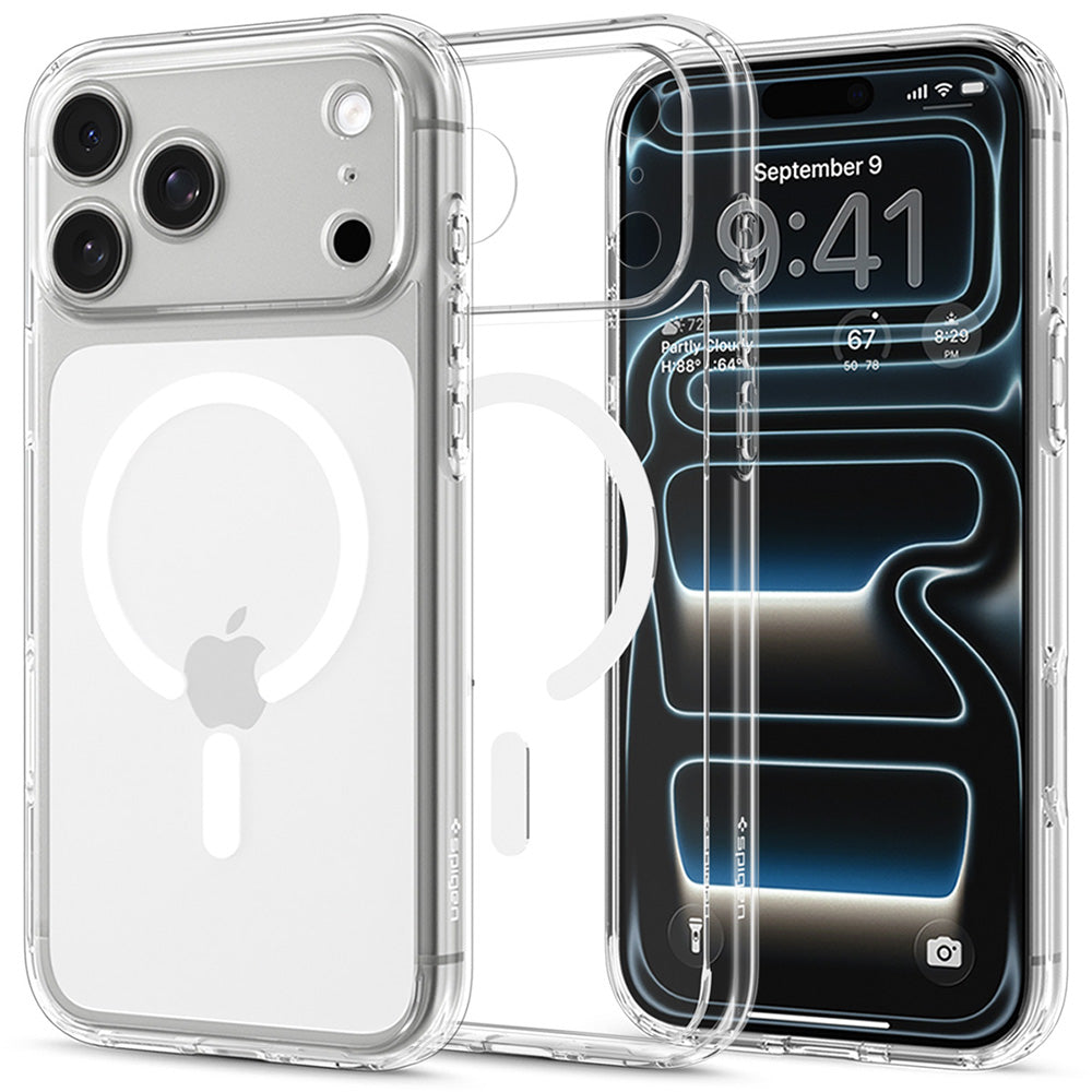 Custodia MagSafe per Apple iPhone 18 Pro / 17 Pro, Spigen, Ultra Hybrid, Trasparente Bianca ACS12155