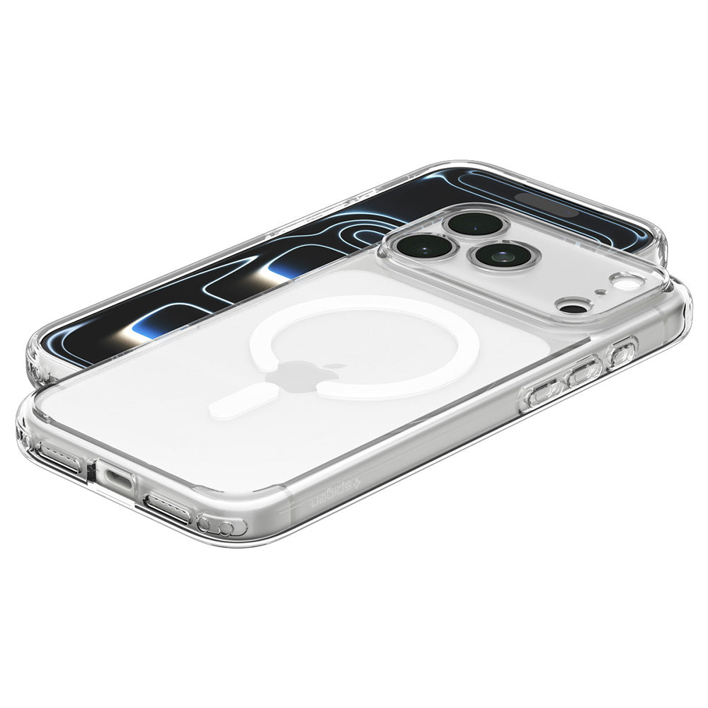 Custodia MagSafe per Apple iPhone 18 Pro / 17 Pro, Spigen, Ultra Hybrid, Trasparente Bianca ACS12155