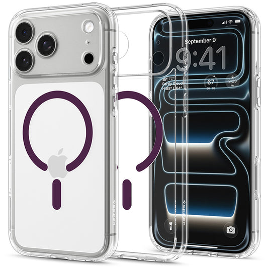 Custodia MagSafe per Apple iPhone 18 Pro / 17 Pro, Spigen, Ultra Hybrid, bordeaux trasparente ACS12335