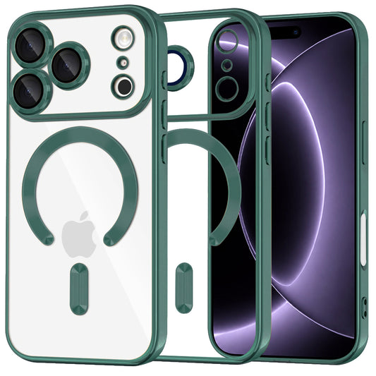 Custodia MagSafe per Apple iPhone 18 Pro / 17 Pro, Techsuit, Luxury Crystal, Verde Scuro