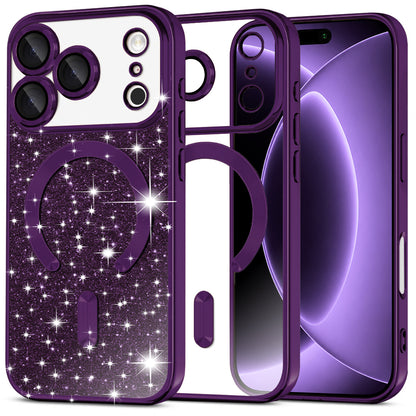 Custodia MagSafe per Apple iPhone 18 Pro / 17 Pro, Techsuit, Luxury Glitter, Viola Scuro