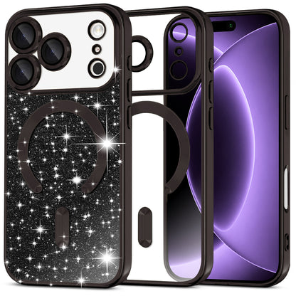 Custodia MagSafe per Apple iPhone 18 Pro / 17 Pro, Techsuit, Luxury Glitter, Nera