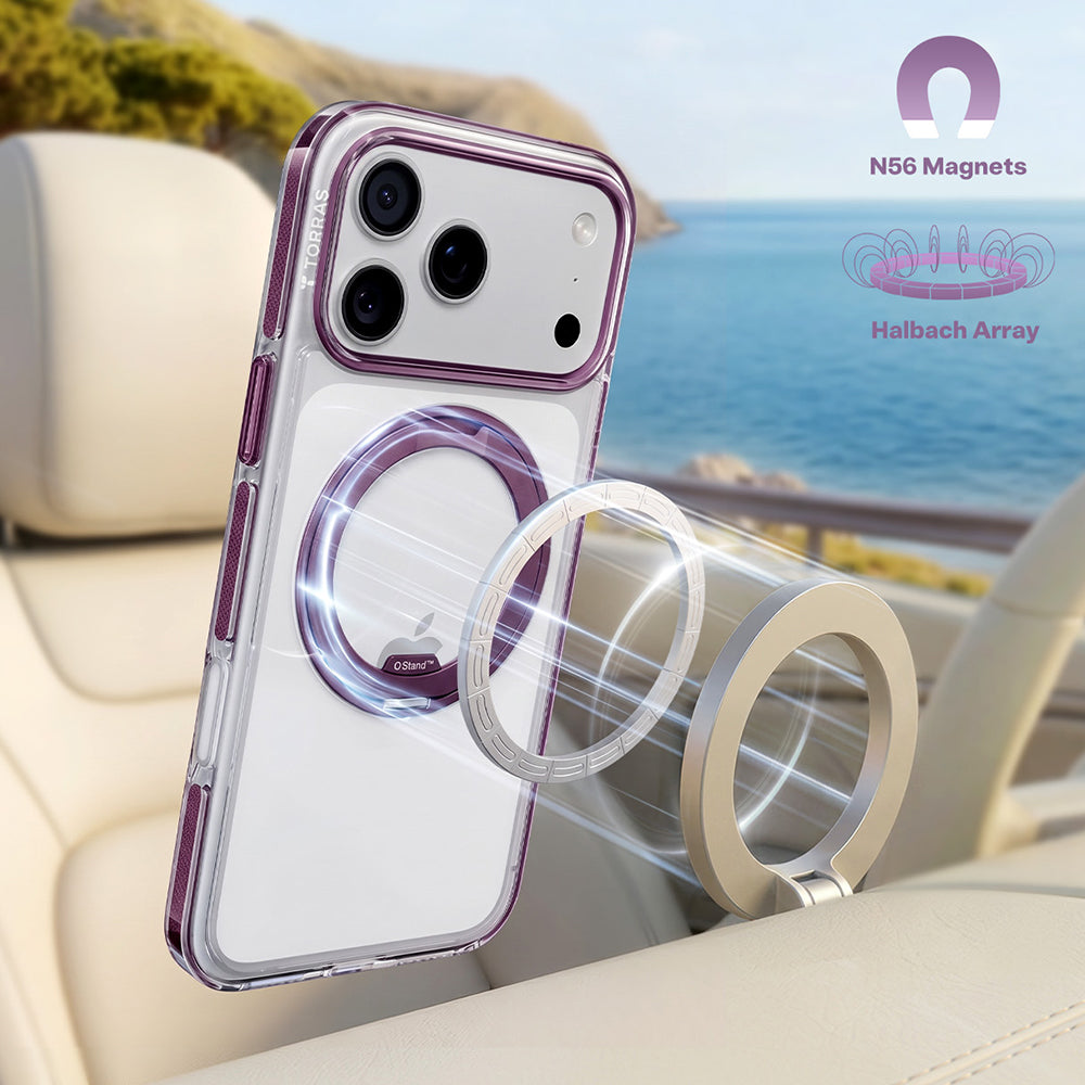 Custodia MagSafe per Apple iPhone 18 Pro / 17 Pro, Torras, Ostand O3 Light, Viola