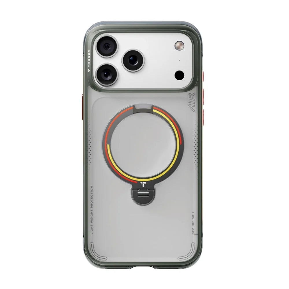 Custodia MagSafe per Apple iPhone 18 Pro / 17 Pro, Torras, Ostand Q3 Air Football, Grigio