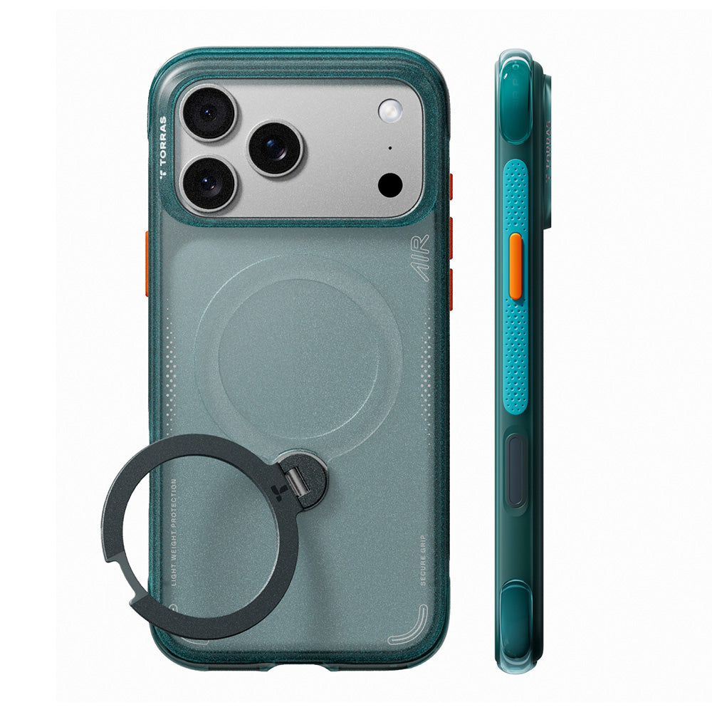 Custodia MagSafe per Apple iPhone 18 Pro / 17 Pro, Torras, Ostand Q3 Air, Verde