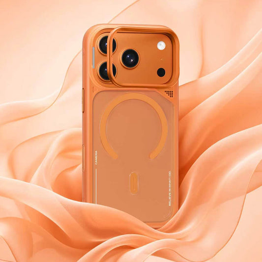 MagSafe Case for Apple iPhone 18 Pro Max / 17 Pro Max, Blueo, Heat Dissipation Stand, Satin Orange