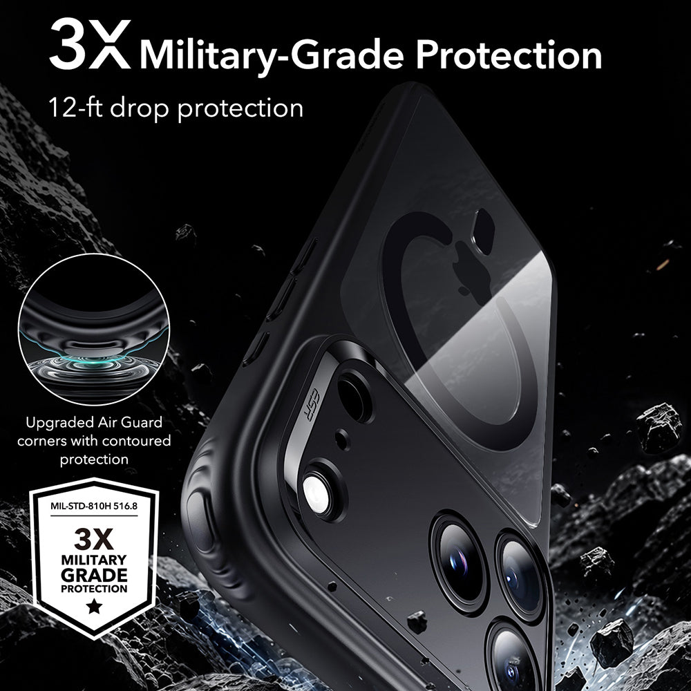 Custodia MagSafe per Apple iPhone 18 Pro Max / 17 Pro Max, ESR, Classic Hybrid, Nero Trasparente
