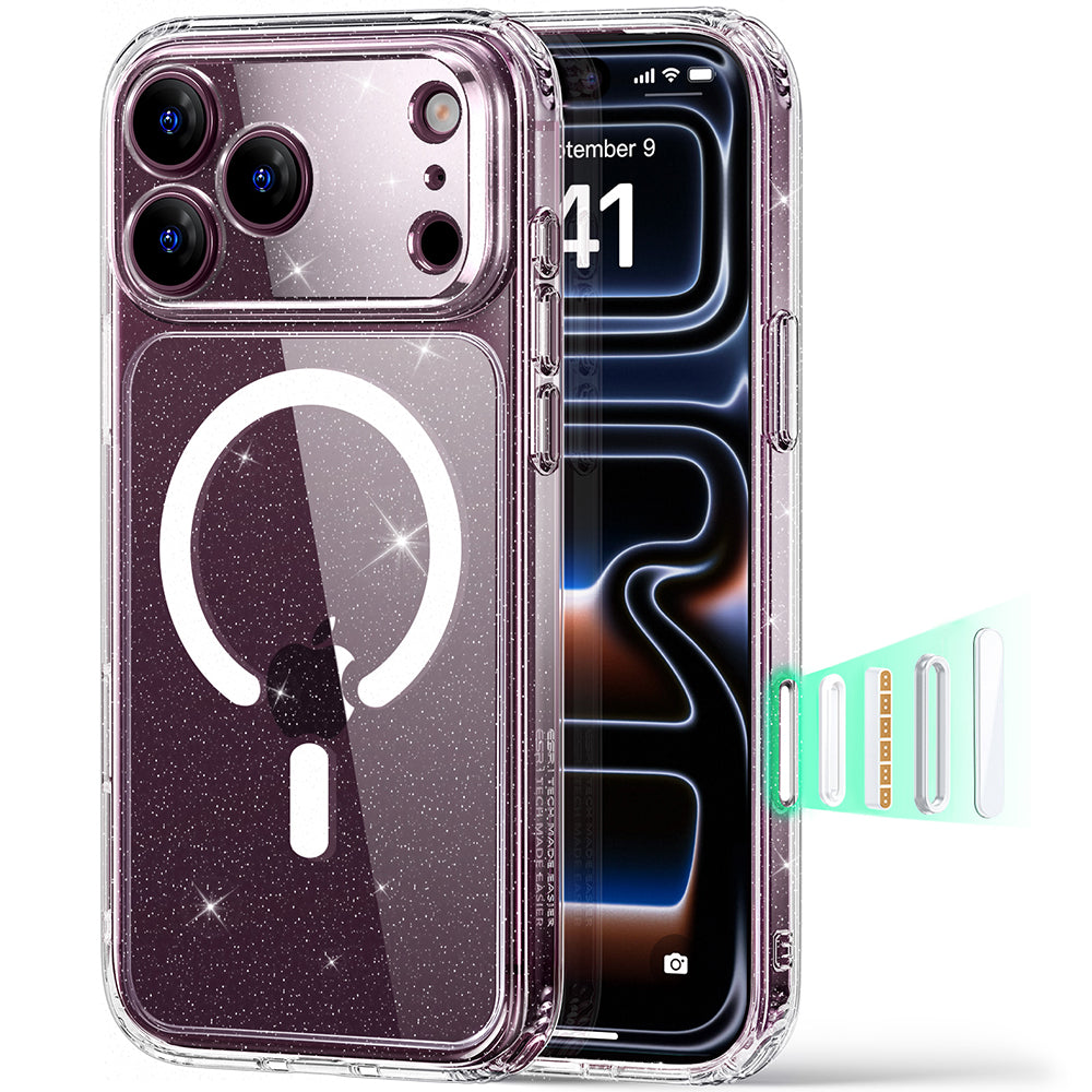 Custodia MagSafe per Apple iPhone 18 Pro Max / 17 Pro Max, ESR, Classic Hybrid Shimmer, Trasparente