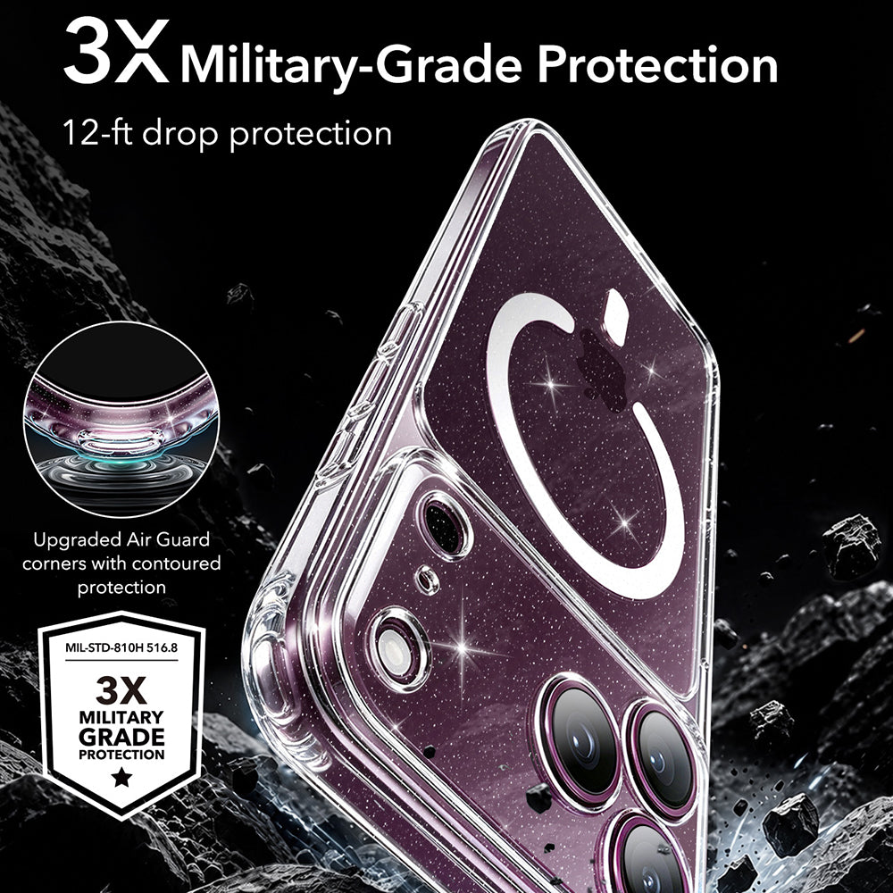 Custodia MagSafe per Apple iPhone 18 Pro Max / 17 Pro Max, ESR, Classic Hybrid Shimmer, Trasparente