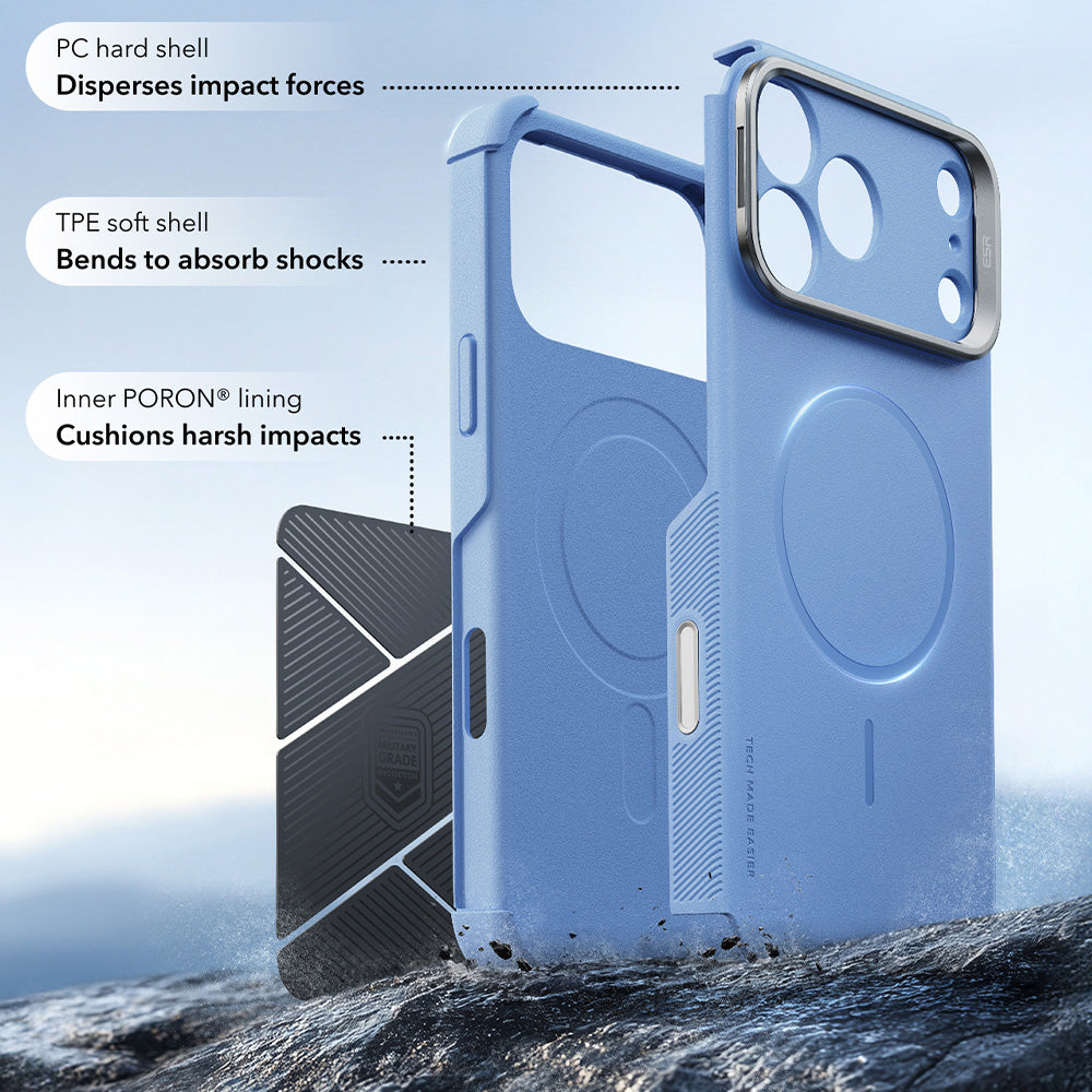 Custodia MagSafe per Apple iPhone 18 Pro Max / 17 Pro Max, ESR, Cyber Armor Kickstand, Blu
